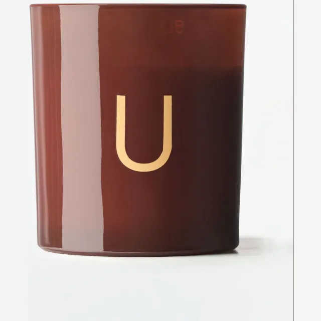 HEMA Kaars in glas ⌀8x9cm letter U (cognac)