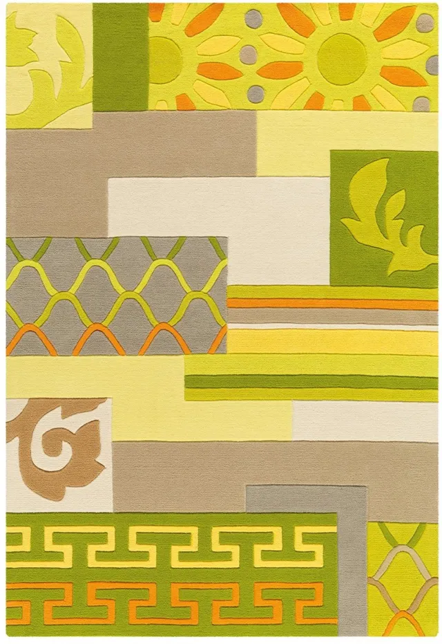 Padiro design laagpolig vloerkleed 170 x 240 cm - mosterdgeel - modern abstract ontwerp - voor vloerverwarming - van modacryl, polyester en katoen