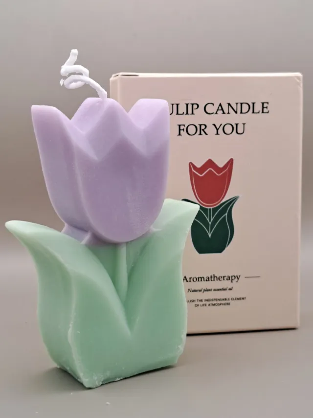 een Engeltje voor jou.. Tulpen Geurkaars - Bloemvormige Geurkaars - Ethetische kaars - Aroma kaars - Tulpen decoratie - Geurkaars - Cadeautje - Kaars geschenk - Hollandse Tulp - Tulpen cadeau - Aromatherapie Paars, groen