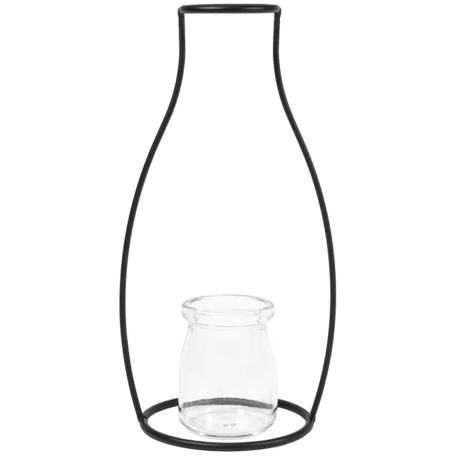 QUVIO Vaas - Diameter 10,5 cm - Hoogte 23 cm Zwart