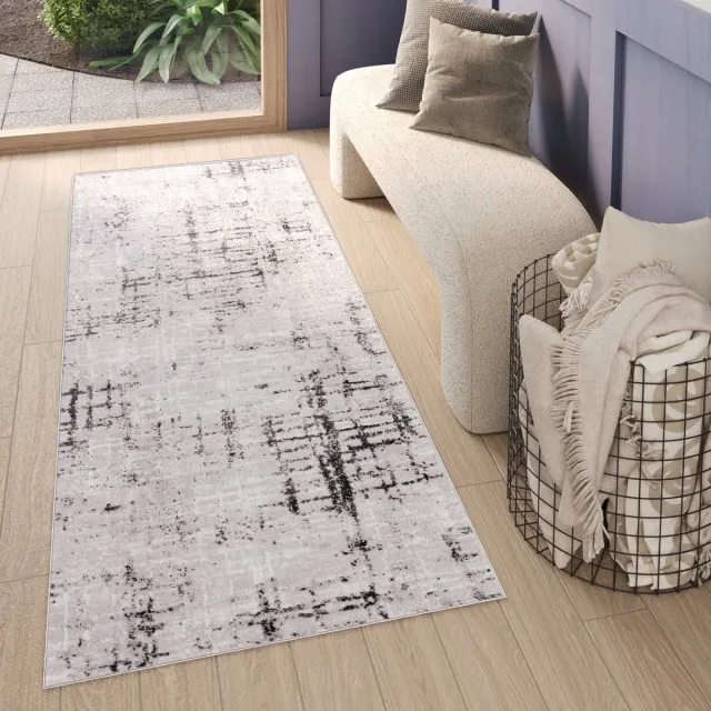 Tapiso Sky Vloerkleed Loper Lichtgrijs Blauw Vintage Woonkamer Tapijt Maat - 100x150