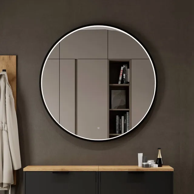 Planetmöbel LED Spiegel VELUNA 100 cm Rond Dimbaar met Rand