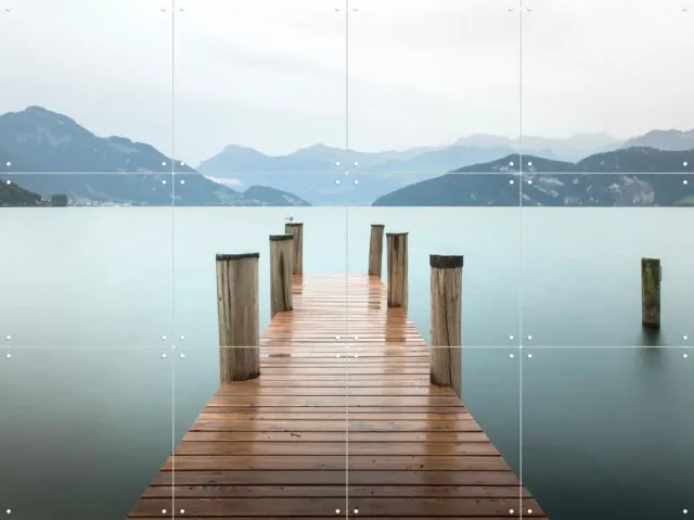IXXI A Silent Moment at the Lake, Claire Droppert - 80 x 60 cm - Grote wanddecoratie en posters - Naturalisme, Minimalisme, Fotografie, Realisme Bruin / Rustig / Blauw / Groen