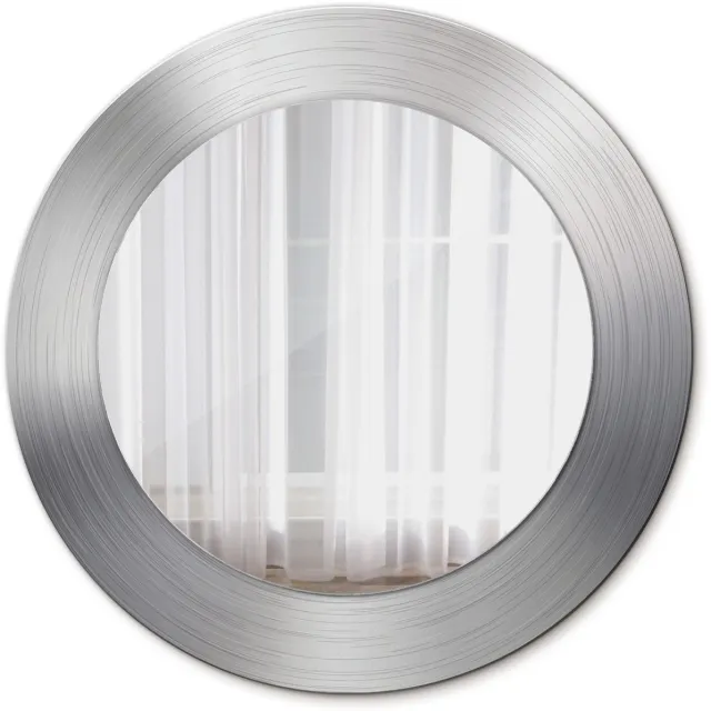 TULUP Spiegel - Ronde Spiegel - Spiegel op gehard Glas - Metaalimitatie - Diameter: 50 cm - Zilveren - Woonkamerspiegel - Inloopkastspiegel - Hal - Decoratieve spiegel met patroon - Design Spiegel - Minimalistische Spiegel - Hangspiegel Zilver Metaalimitatie