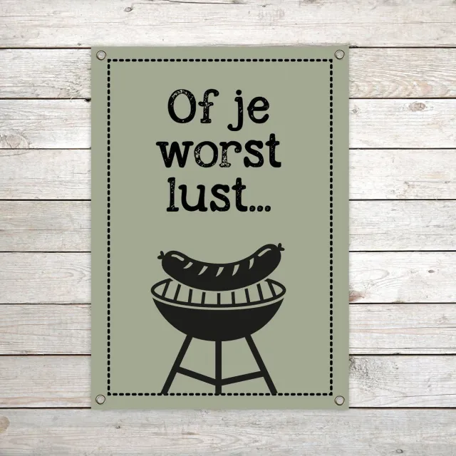 Hippekaartjeswinkel Tuinposter BBQ - grappige tuinposter - vaderdag cadeau man - buitenposter BBQ - mancave decoratie groen