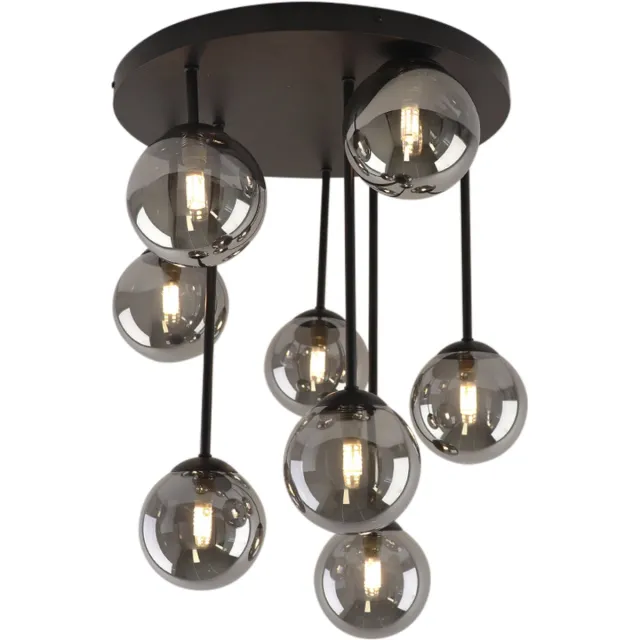 Olucia STACY - Plafondlamp - Grijs / Zwart - Vorm: Rond