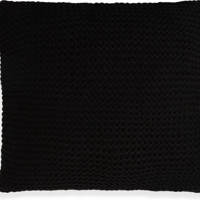 Knit Factory Vinz Sierkussen - Vierkant kussen - Kussen woonkamer - Bank kussen - Decoratie kussen - Zwart - 50x50 cm - Kussenhoes inclusief kussenvulling