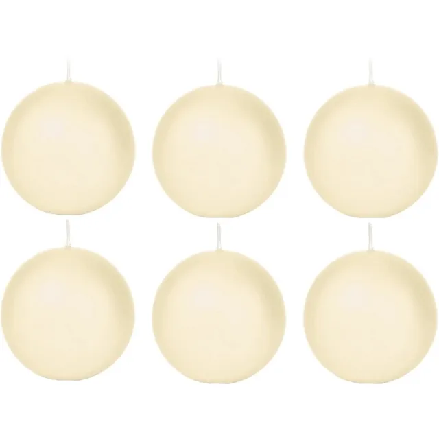 Trend Candles Bolkaars glad - 6x - cremewit - 7 cm - 16 branduren - ronde kaarsen