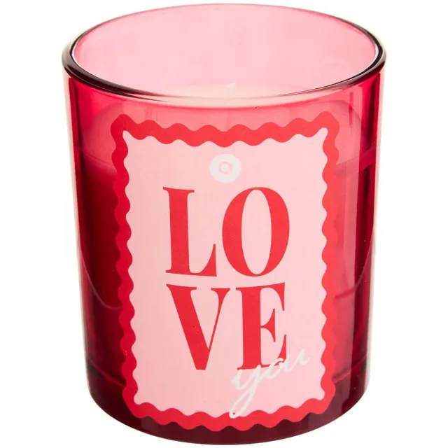 Atmosphera Créateur d'intérieur® Geurkaars in glazen pot met tekst 'LOVE' rouge