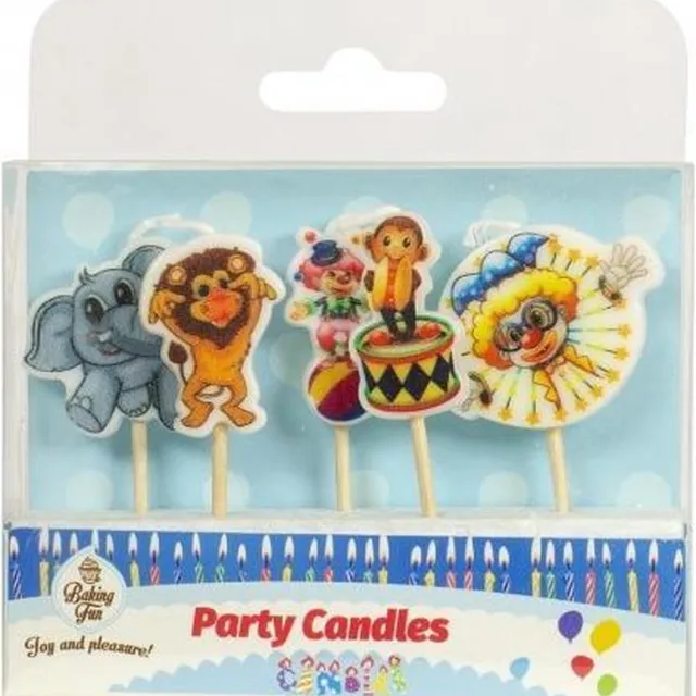 Baking Fun Taartkaarsjes Circus 5st mix