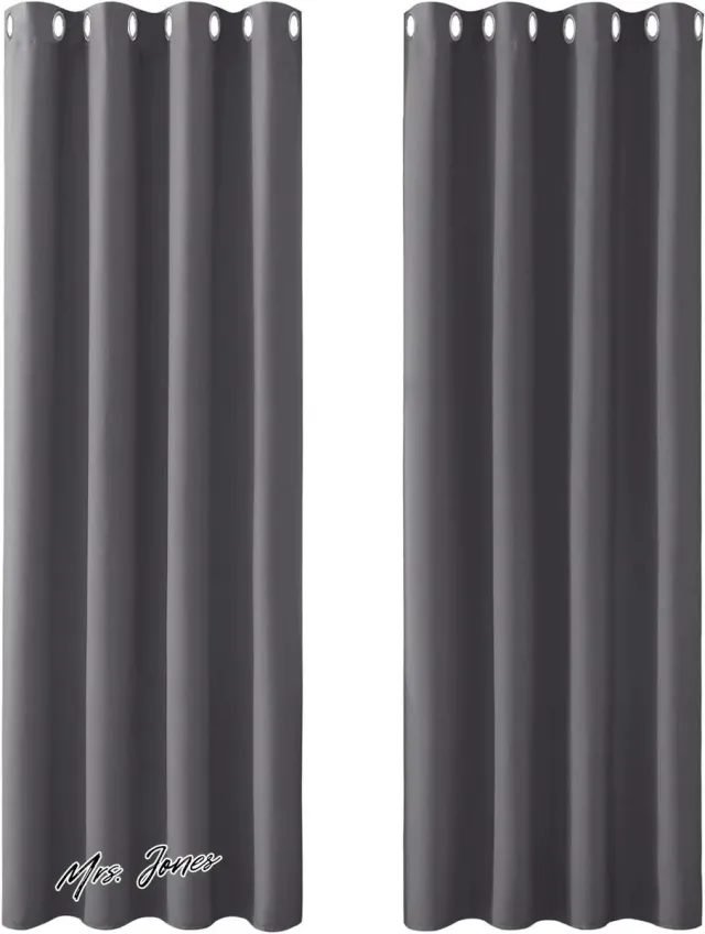 Mrs. Jones Blackout Gordijnen - Woonkamer Gordijnen 2 Stuks Thermisch Effen Raamdecoratie met Oogjes Lichtdoorlatend Geluiddicht voor Huis Slaapkamer 140 x 175 cm Grijs - Gordijnen Woonkamer . multi-color