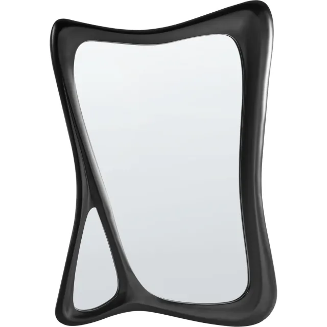 Beliani LANESTER - Wandspiegel - Zwart - PU glas/MDF
