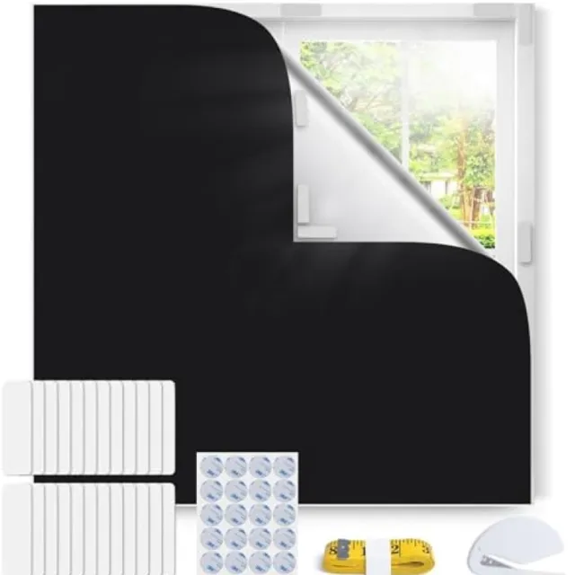 Nazik Living Verduisterend Rolgordijn 200x145cm - 100% Blackout - Draagbaar - Tijdelijk Gordijn voor Slaapkamer, Reizen, RV - Zwart