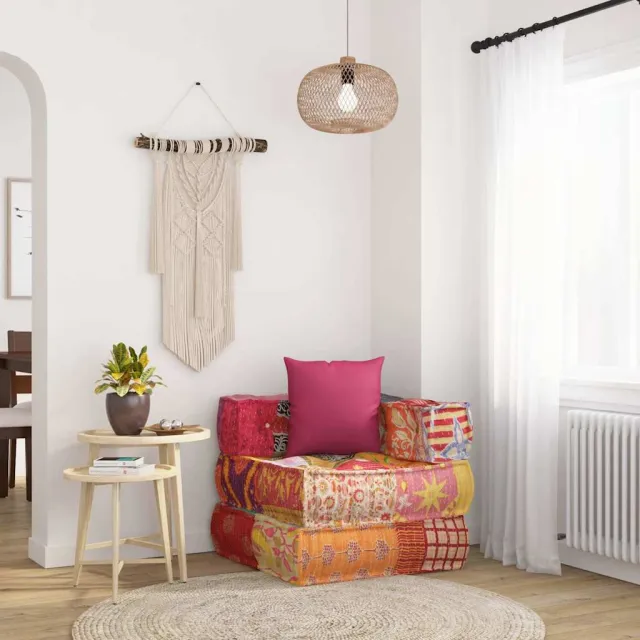 vidaXL Poef modulair met kussen patchwork stof Meerkleurig