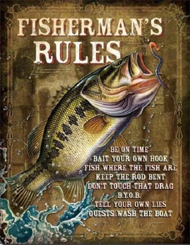 Desperate Enterprises Fisherman's Rules Metalen wandbord 31,5 x 40,5 cm. Multi