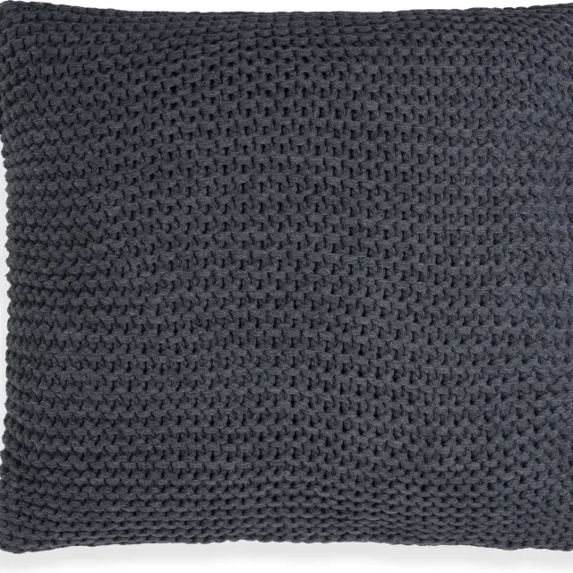 Knit Factory Vinz Sierkussen - Vierkant kussen - Kussen woonkamer - Bank kussen - Decoratie kussen - Antraciet - 50x50 cm - Kussenhoes inclusief kussenvulling