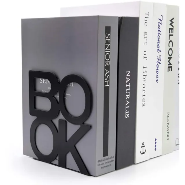JeiibrZui Boekensteunen - Boekenhouders Voor Op Planken - Stabiele Metalen Constructie Met Antislip Matten - 2-Pack - Thuis En Kantoor Gebruik Zwart