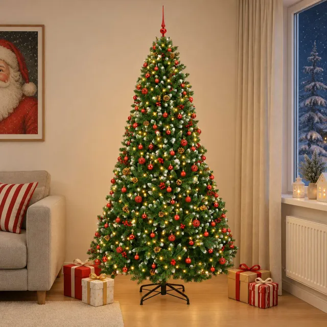vidaXL Kunstkerstboom groen met kerstballen 300 cm 300 LED's Warmwit