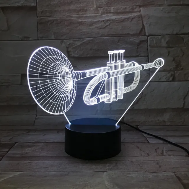 MC Living 3D Led Lamp Met Gravering - RGB 7 Kleuren - Trompet