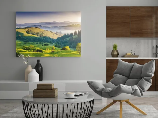 Trendex Global Canvas Schilderij - Landschappen - Bergen - 90x60x2 cm Groen