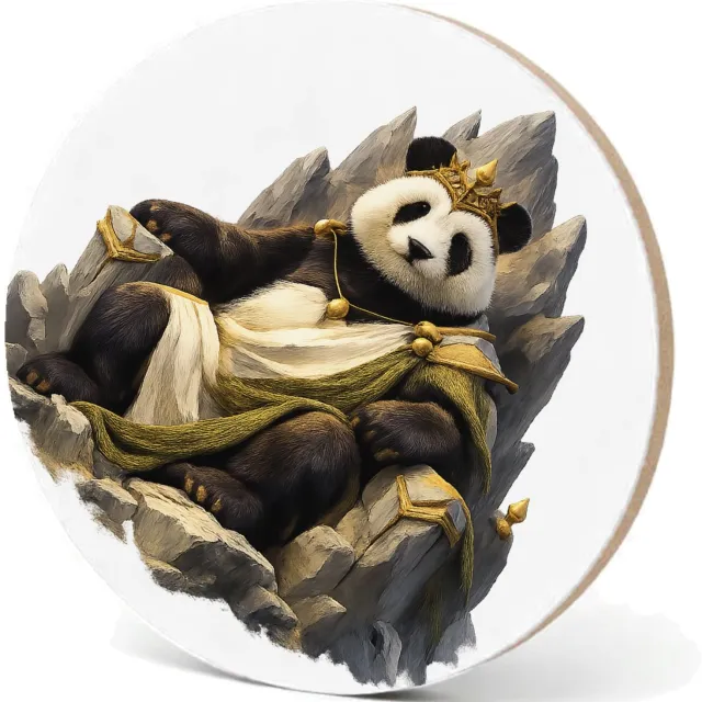 Mr Cadeautjes MDF fotolijst - design Een trotse panda op een minimalistische bergtroon met wind e | cadeau Wit