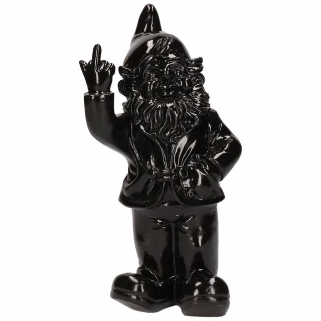 Stoobz Design Tuinkabouter - zwart - fuck you middelvinger - 20 cm