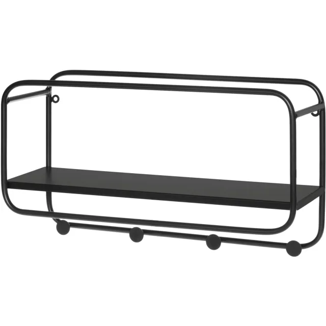 4Living Kapstok voor de hal met plank LABYRINT, 4 haken Zwart