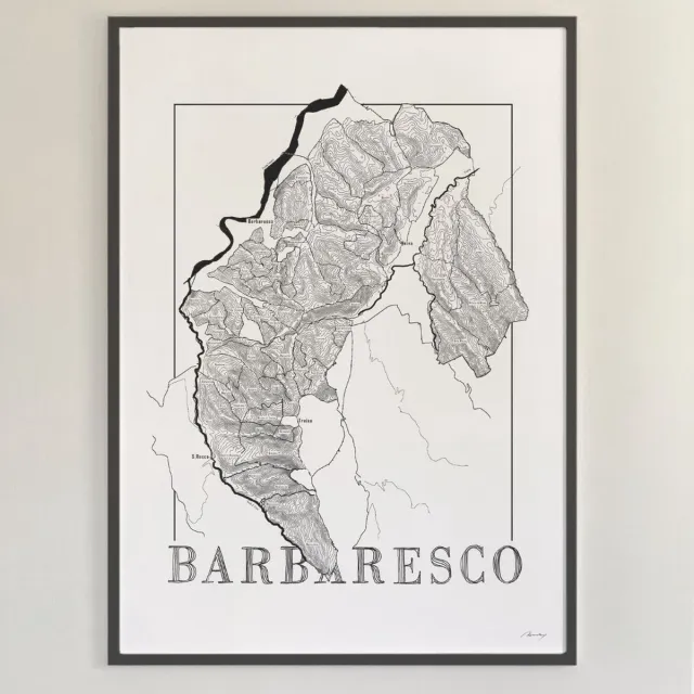 Brushery Wijnposter - Barbaresco - Italië - Wijnkaart - Zwartwit