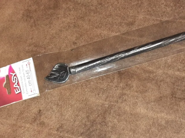 easy uitschuifbare vitrageroede - gordijnroede - 10mm - 40 tot 65 cm lang - metaal - zilver/zwart zwart/zilver