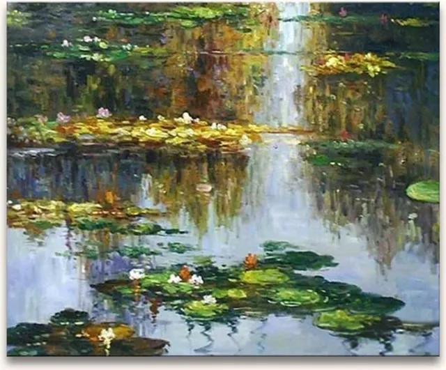 Grootmeesters ® Handgeschilderd schilderij Olieverf op Canvas - Claude Monet 'Waterlelies aan de Camargue' groen