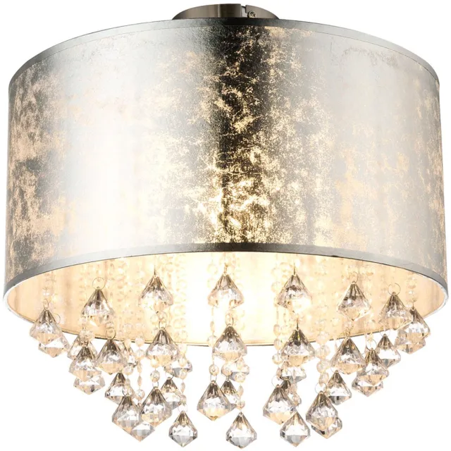 Globo Lighting Plafondlamp kristal hanglamp kristal eetkamer plafondlamp kristallen, bladzilver, metaal, 1x E27, DxH 30x31 cm
