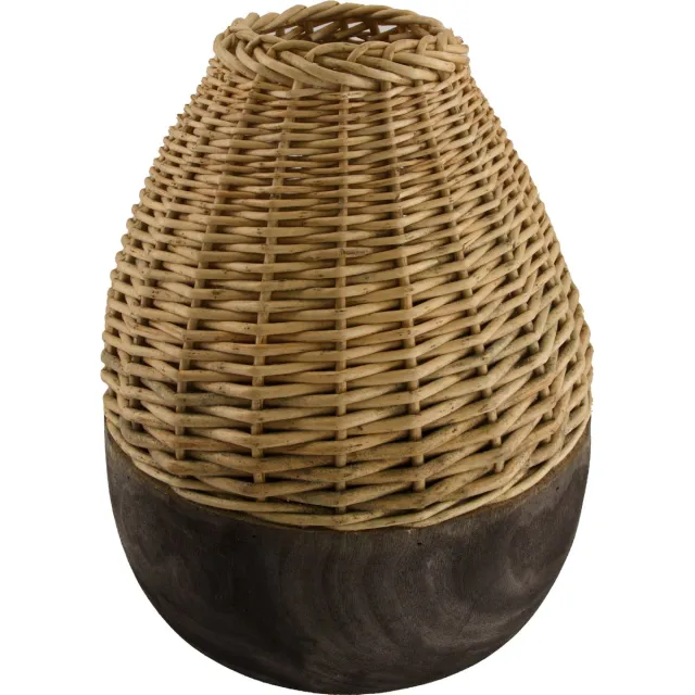 Dijk Natural Collections DKNC - Vaas Dallas - Paulownia hout - 29x29x38cm - Bruin Naturel