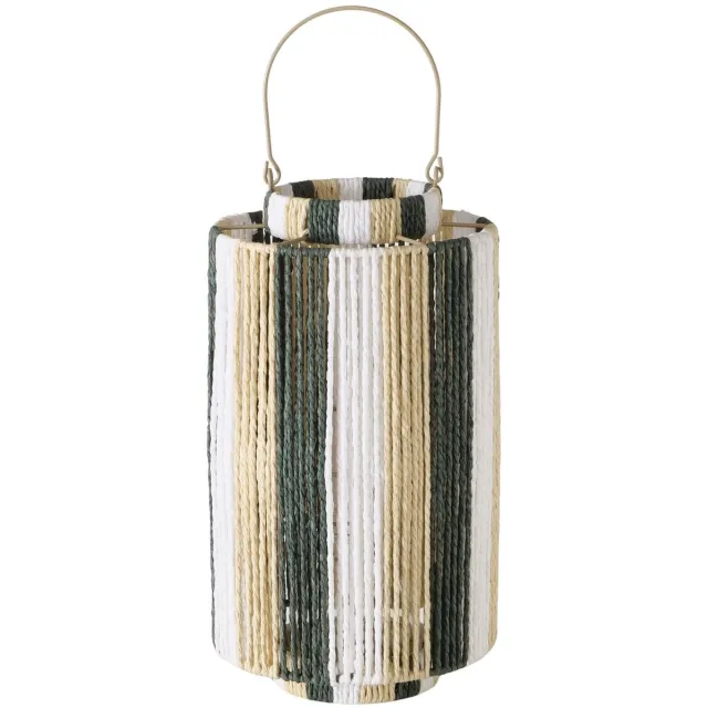 Boltze Windlicht Raffia Beige - Groen 40 cm