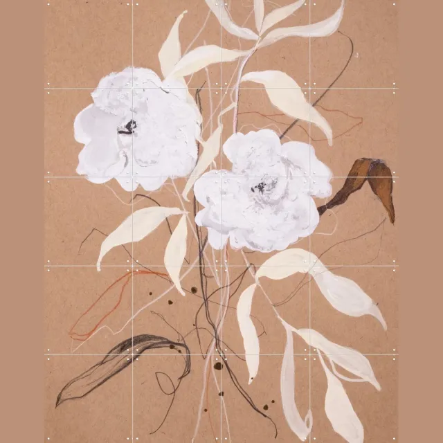IXXI In the Light, Leigh Viner - 80 x 100 cm - Grote wanddecoratie en posters - Aquarel, Illustraties, Abstract, Woonkamer, Slaapkamer, Bladeren Wit / Lichte tinten