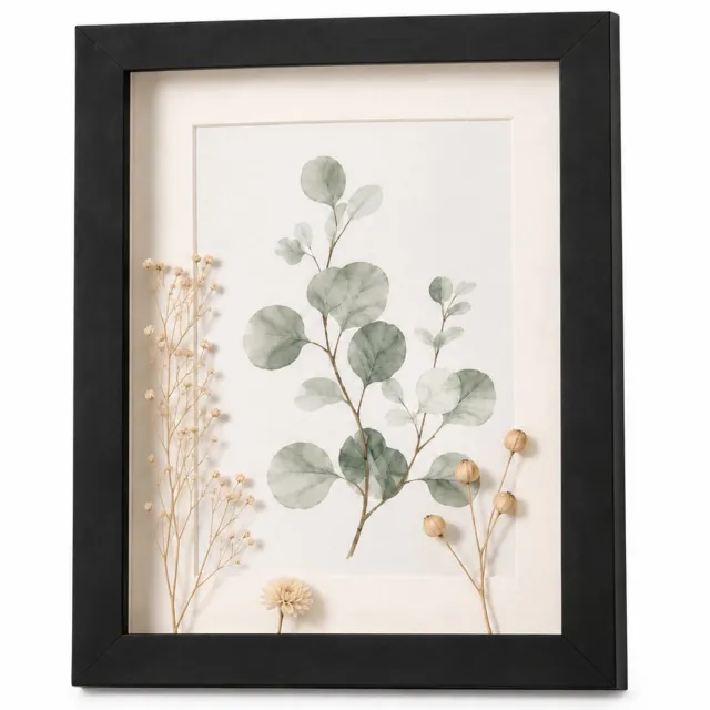 SWGOTA Zwarte MDF-fotolijst 6 x 8 inch (15,2 x 20,3 cm) met 2 cm diepe binnenruimte, glas en afbeelding