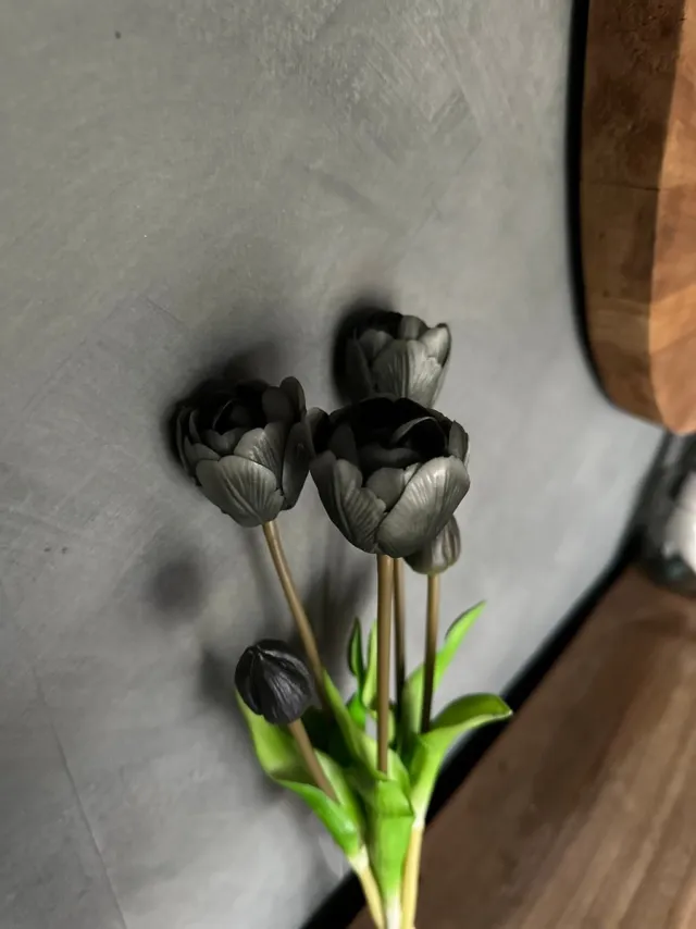 Originals '74 Kunst Tulpen | dubbel blad | Real touch | zwart | 5 stuks | 44cm