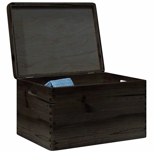 vidaXL Houten kist met deksel&handvatten 40x30x23cm grenenhout zwart