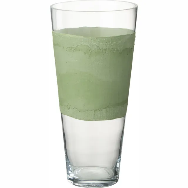 J-Line vaas Delph - glas - transparant/groen - small - 35 cm hoog