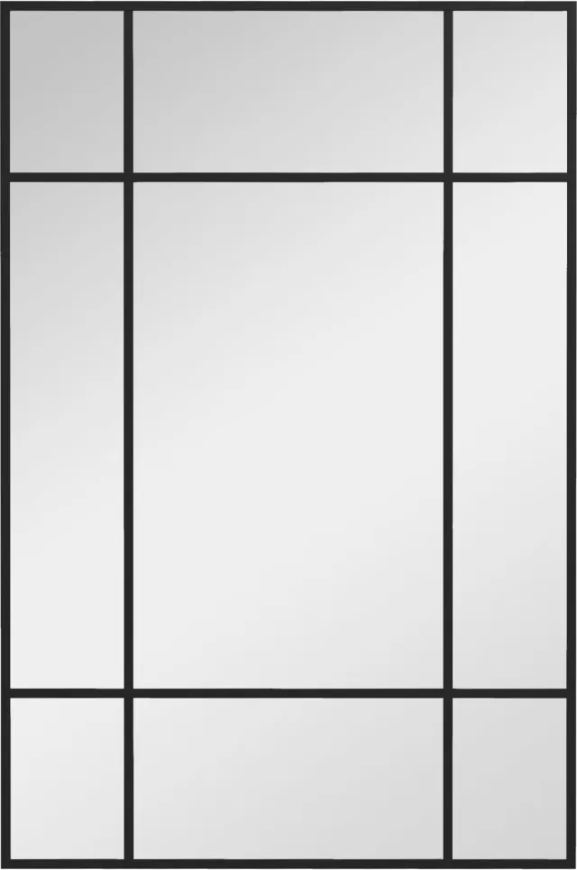 Homona Wandspiegel - Gitterdesign - Met metalen frame - Verticaal of horizontaal te plaatsen - 90 x 2 x 60 cm - Zwart