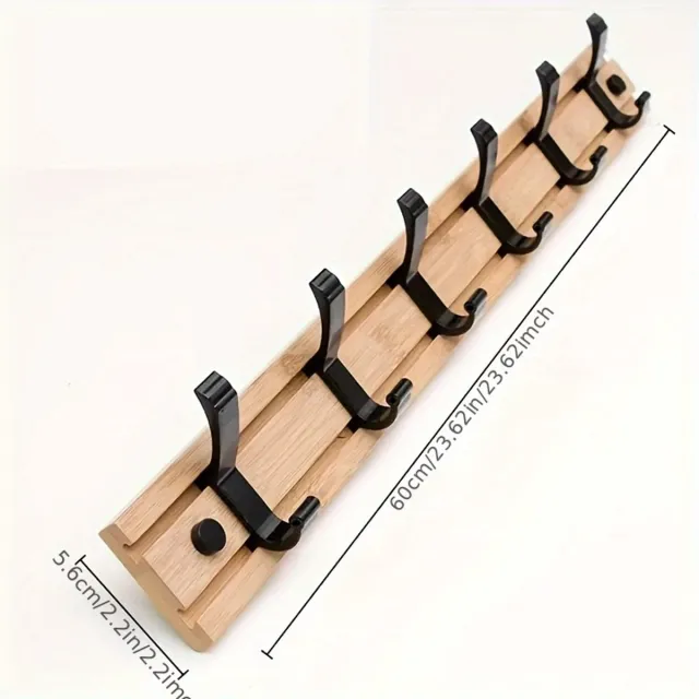 Kapstok Wandkapstok - Kapstok Hangend - Houten en RVS Metaal - 6Hangers - Industrieel bruin en zwart