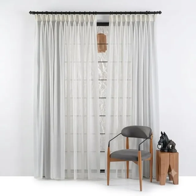 Aegion Products Vitrages Kant en Klaar - Luxe Gordijnen - Geplooid - 350 cm B x 250 cm L - Inclusief Verstelbare Gordijnhaken Wit
