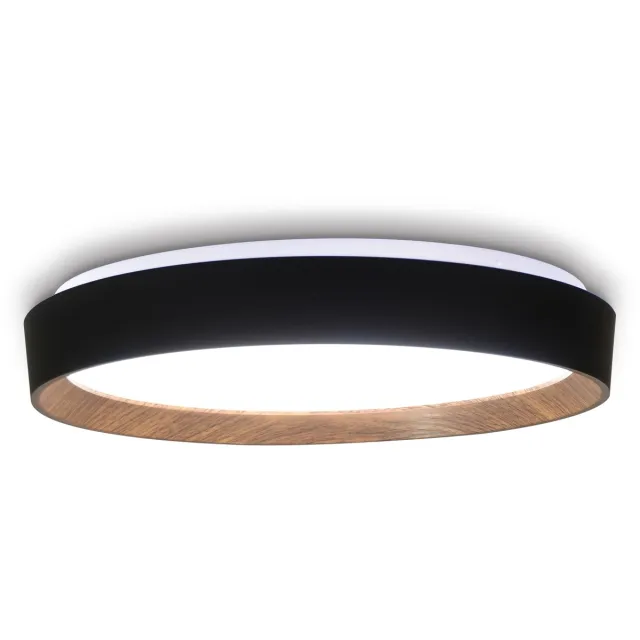 360 Living Plafondlamp Zwart - Plafonniere IP44 Badkamerlamp - Warm Wit LED 24W - 1560 Lumen - Ø385 mm