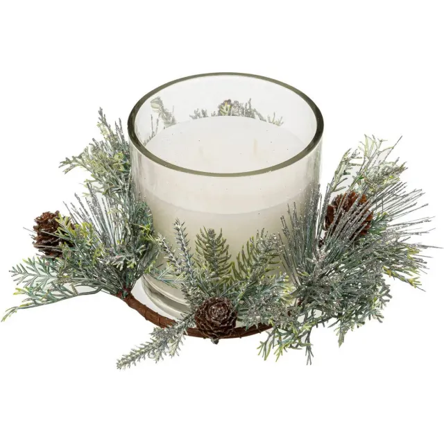 Atmosphera Créateur d'intérieur® Feestelijke kerststuk met kaars, 270 g wit
