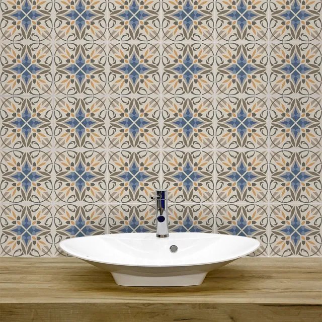 Ambiance Sticker Zelfklevende tegelmuurstickers voor keuken en badkamer - 9 AZULEJOS TABATHA tegelstickers - 9 stickers 10x10cm Multi color