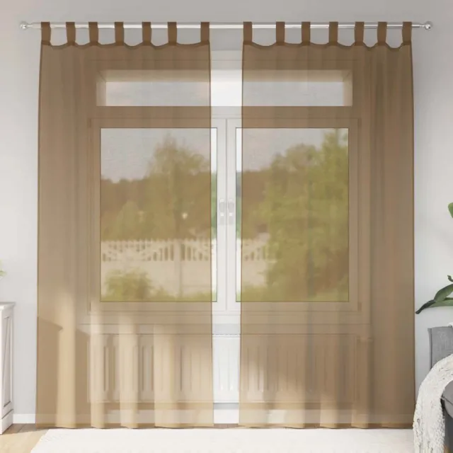 vidaXL Gordijnen voile met lussen 2 st 140x245 cm lichtbruin