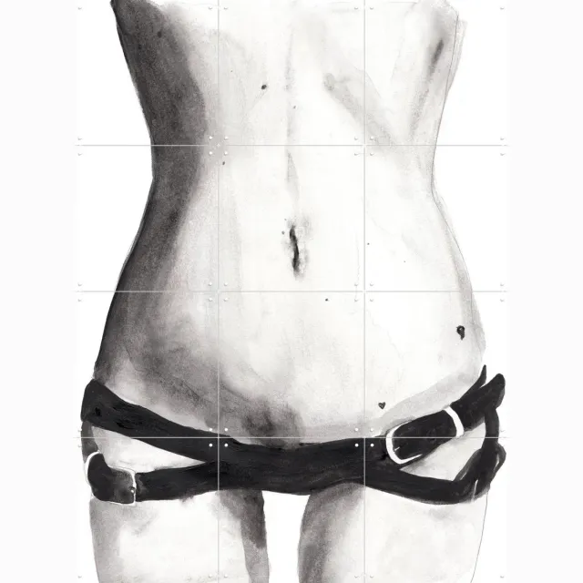 IXXI Tuesday With Kate, Victoria Verbaan - 60 x 80 cm - Grote wanddecoratie en posters - Illustraties, Aquarel, Slaapkamer, Gang, Mancave, Woonkamer Monochroom / Zwart en wit / Lichte tinten / Zwart