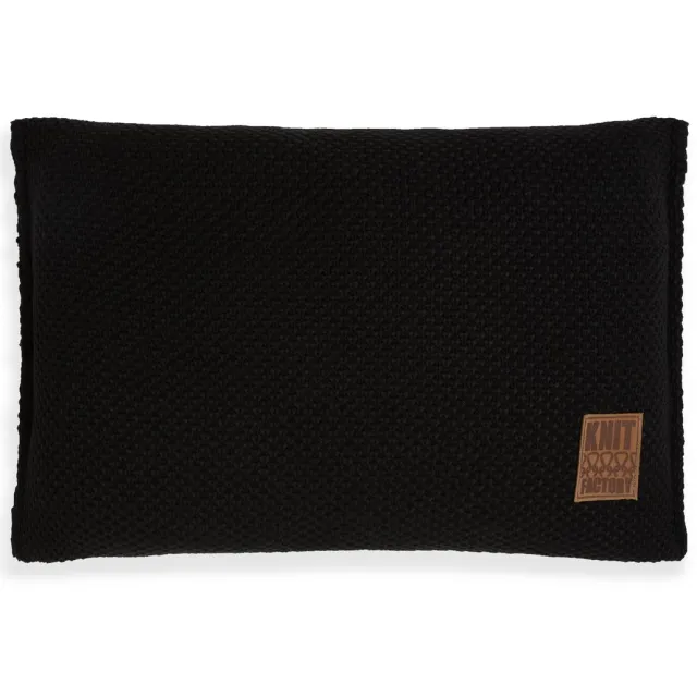 Knit Factory Lynn Sierkussen - Rechthoekig kussen - Kussen woonkamer - Bank kussen - Decoratie kussen - Zwart - 60x40 cm - Kussenhoes inclusief kussenvulling