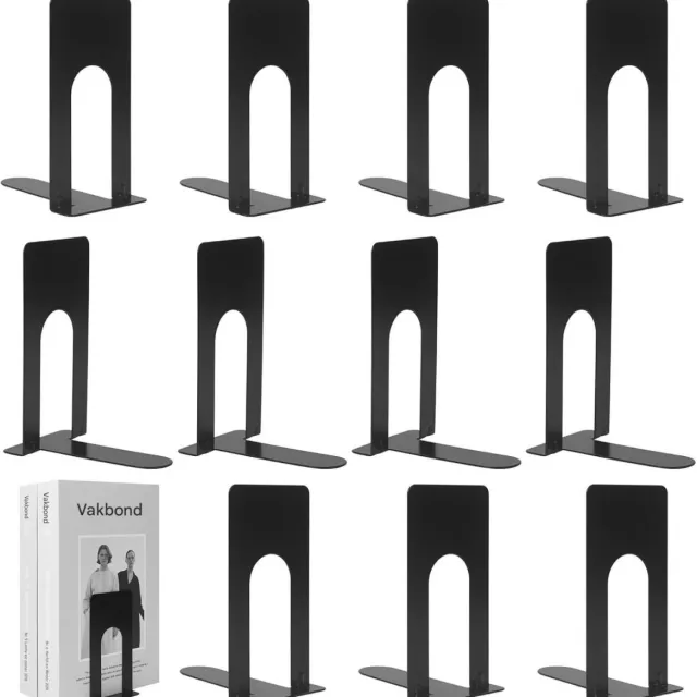 GelldG Boekensteunen - 12 Stuks - L-vormige Metalen Boekensteunen - 130x100x69mm - Antiroest, Antislip Bodem, Gladde Randen - Geschikt voor Kantoor, School, Thuis en Bibliotheek Zwart