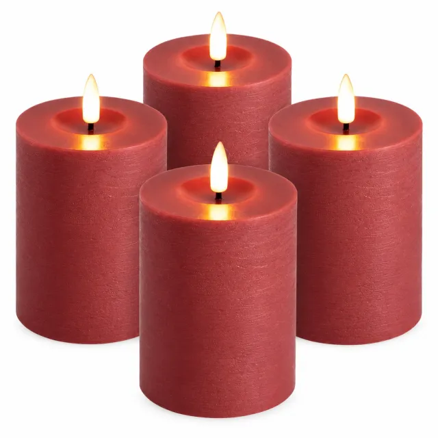 Inspinovia LED kaarsen - Echte Wax - 10 cm - Rood – 4 stuks - Afstandsbediening