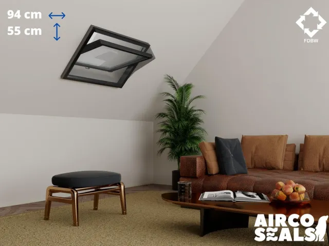 FDBW Insecten Hor Dakraam – 94 x 55 cm – Hor Geschikt voor Velux PK25 - Insect Raamhor - Vliegenhor – Velux Tuimelvenster Oplossing Zwart 94 x 55